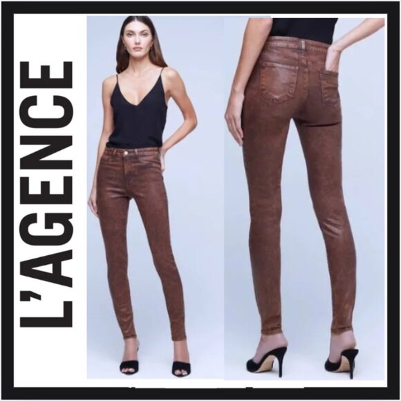 L'AGENCE - Margot High Rise Skinny Jean in Cocoa Mineral Coated - Picture 1 of 2